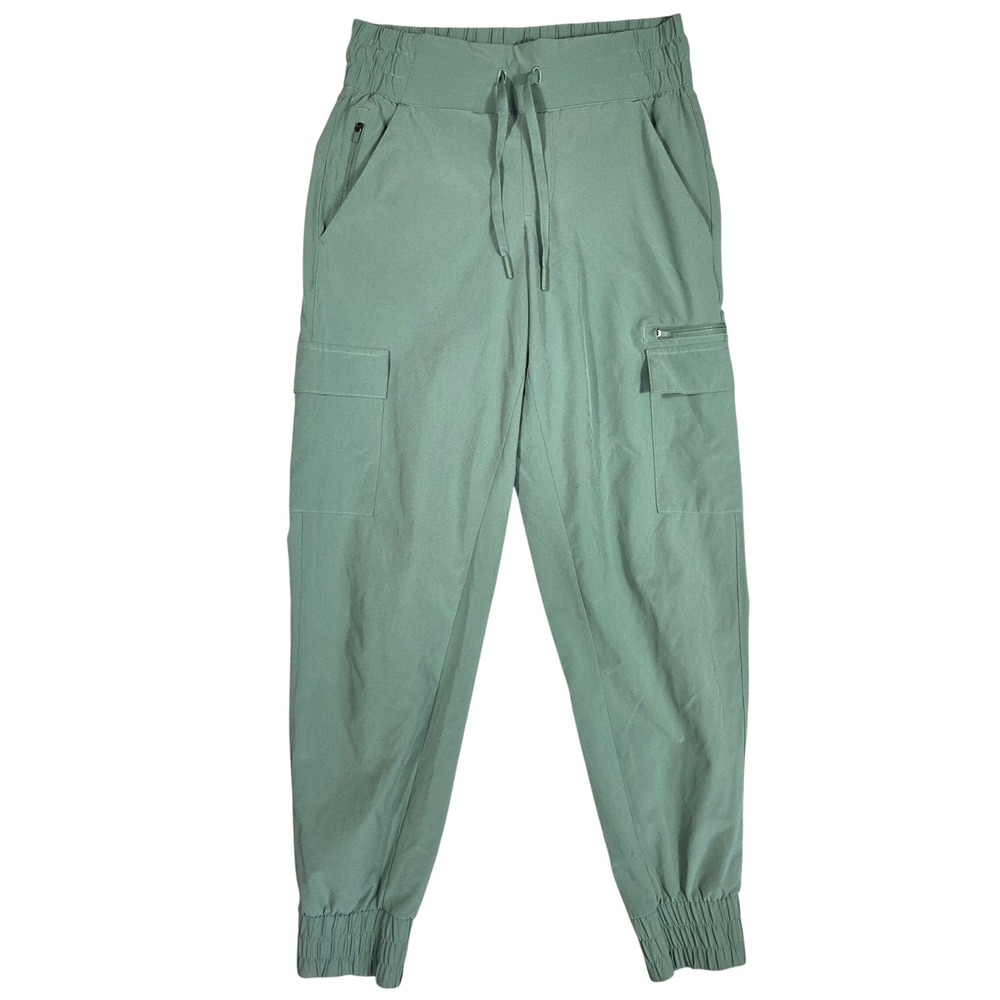 All in Motion Sage Green Cargo Joggers XS High Rise Smocked Waist Active Pants